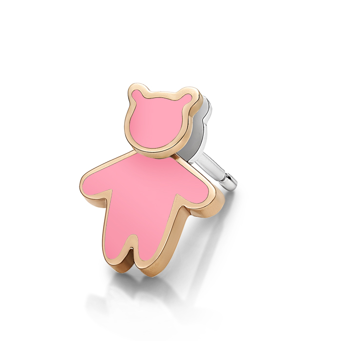 粉紅色搪瓷小熊耳環(一隻)